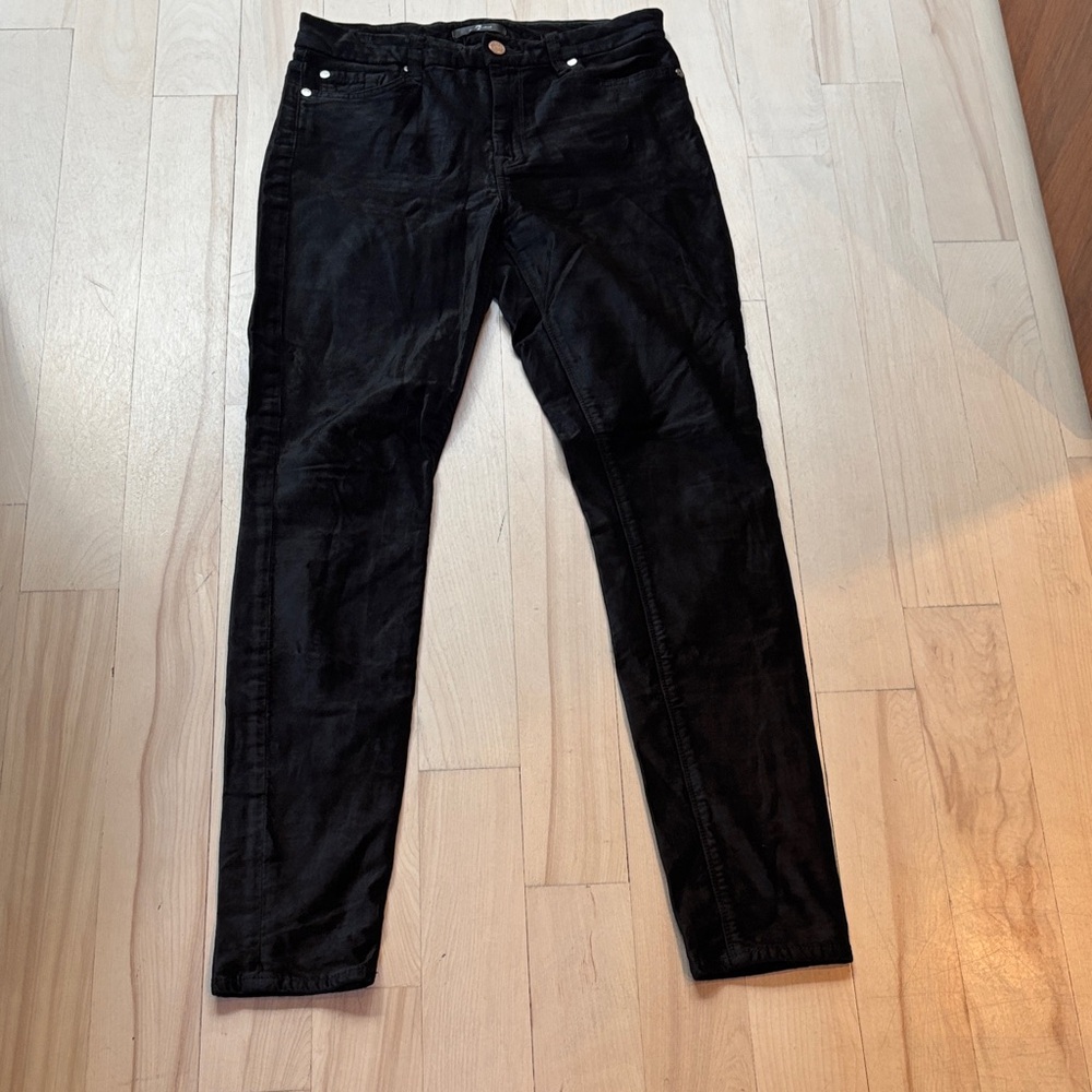 7 For All Mankind Black Velvet Skinny Jeans